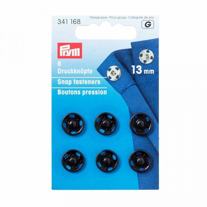 Prym Sew On Snap Fasteners Black 13mm