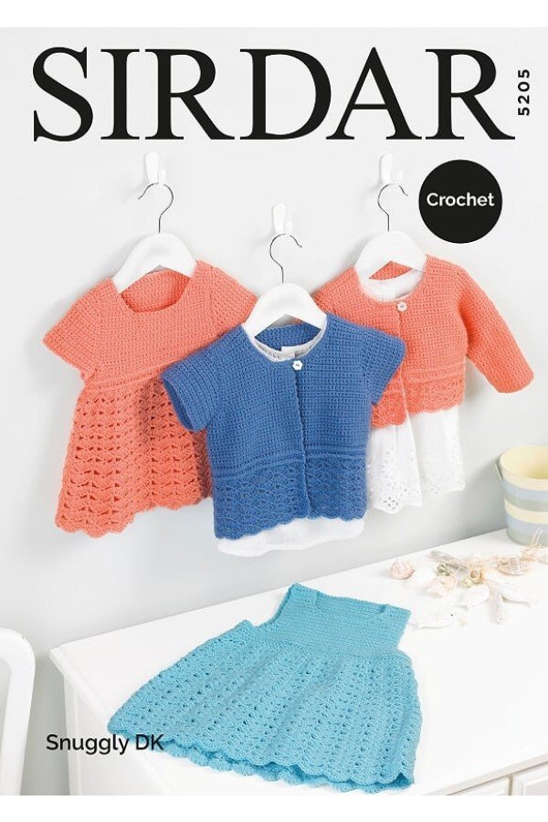 Sirdar Pinafore, Dress and Cardigans Crochet Pattern Leaflet 5205H