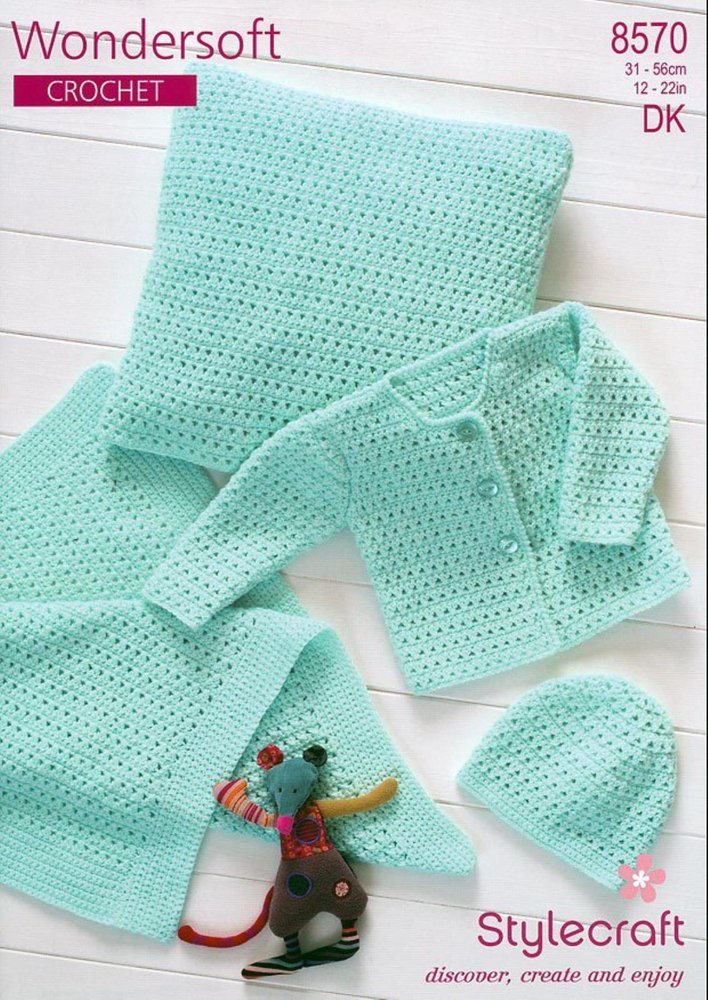Stylecraft Cardigan, Hat, Blanket & Cushion Crochet Pattern Leaflet 8570H