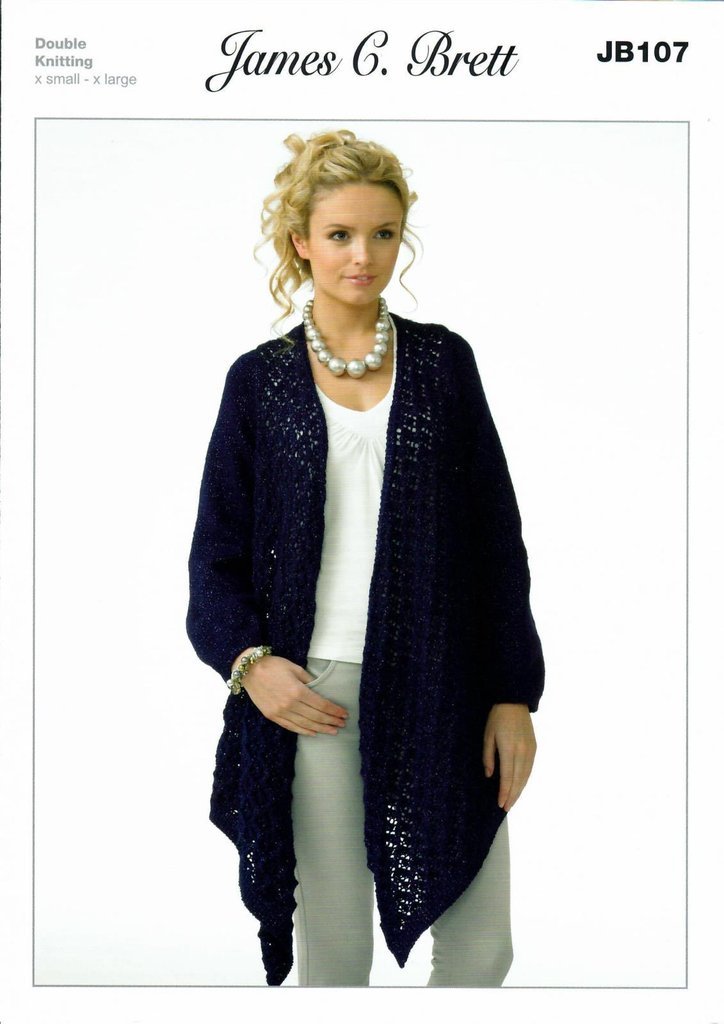 James C Brett Long Lace Cardigan Knitting Pattern Leaflet JB107H