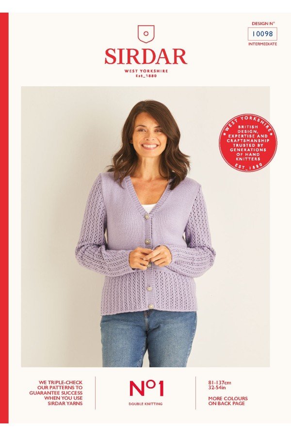 Sirdar Cardigan Knitting Pattern Leaflet 10098H