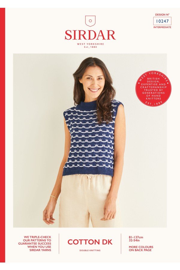 Sirdar Tank Top Knitting Pattern Leaflet 10247H