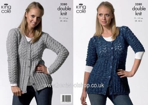 King Cole Cardigan Knitting Pattern Leaflet 3280H