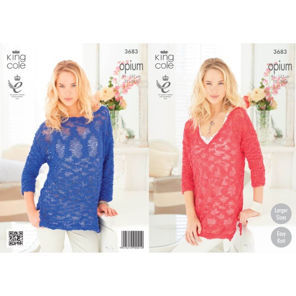 King Cole Sweaters Knitting Pattern Leaflet 3683H