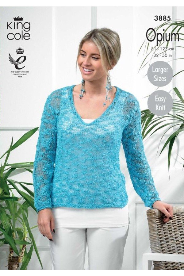 King Cole Sweater Knitting Pattern Leaflet 3885H 6 King Cole Sweater Knitting Pattern Leaflet 3885H