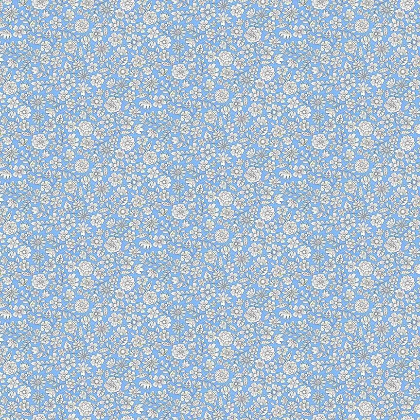 Makower Country Cuttings Floral Blue Patchwork & Quilting Fabric 003/B 10 003_B_-Flora