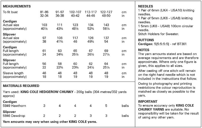 King-Cole-6401-Instructions