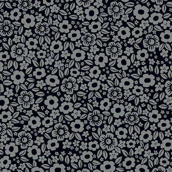 Andover Ghostly Garden Floral Fright Black Patchwork & Quilting Fabric 2/10197K