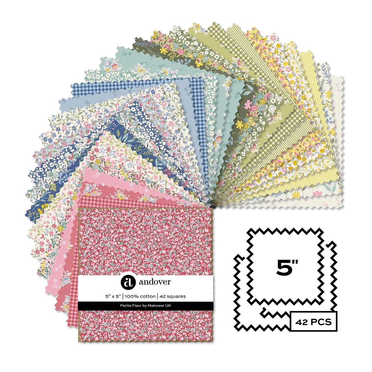 Andover Petite Fleur 42 x 5” Squares Pack 4 Andover Petite Fleur 42 x 5” Squares Pack