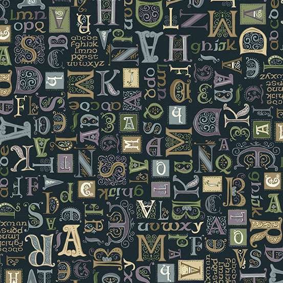 Makower Kindred Script – Blue 207/B Patchwork & Quilting Fabric