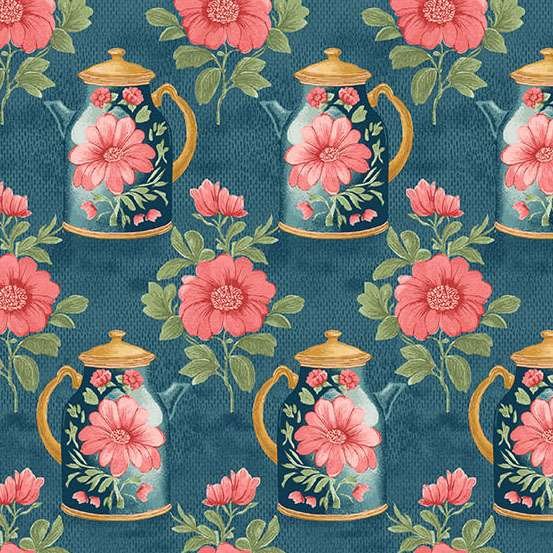 Makower Sparrow Falls Afternoon Tea – Deep Prussian 10390/B Patchwork & Quilting Fabric