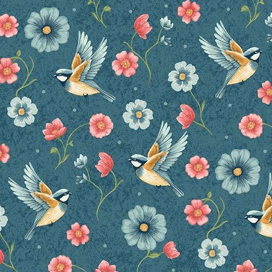 Makower Sparrow Falls – Deep Prussian 10388/B Patchwork & Quilting Fabric