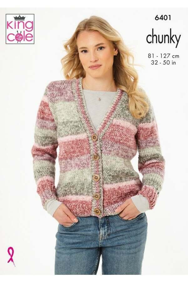 King Cole Cardigan and Slipover Knitting Pattern Leaflet 6401
