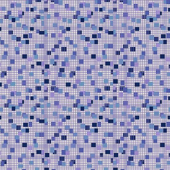 Andover Mystic Meadow Grid Blue Patchwork & Quilting Fabric 2/10168B