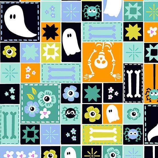 Andover Ghostly Garden Sew Spooky Aqua Patchwork & Quilting Fabric 2/10195T