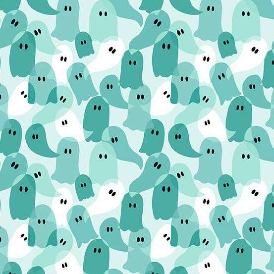 Andover Ghostly Garden Ghost Party Aqua Patchwork & Quilting Fabric 2/10202T