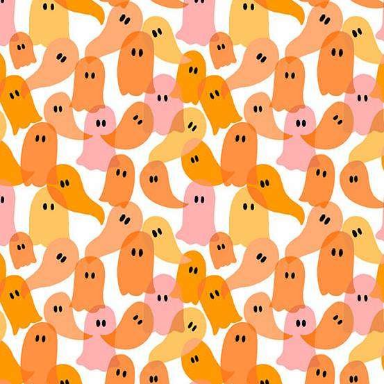 Andover Ghostly Garden Ghost Party Orange Patchwork & Quilting Fabric 2/10202O