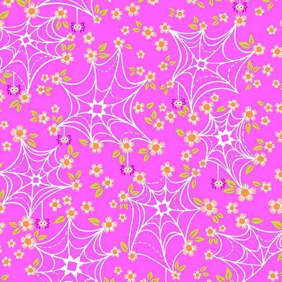 Andover Ghostly Garden Web and Bloom Pink Patchwork & Quilting Fabric 2/10198E