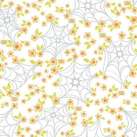 Andover Ghostly Garden Web and Bloom White Patchwork & Quilting Fabric 2/10198L