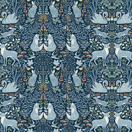 Makower Wildwood Glade – Blue 263/B Patchwork & Quilting Fabric