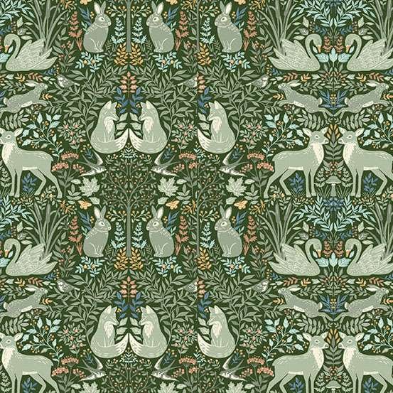 Makower Wildwood Glade – Green 263/G Patchwork & Quilting Fabric