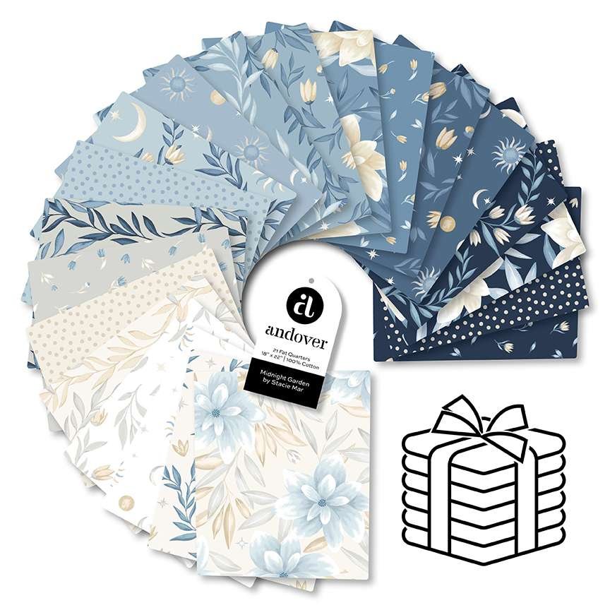 Makower Midnight Garden Fat Quarter Bundle FQ/MID Patchwork & Quilting Fabric