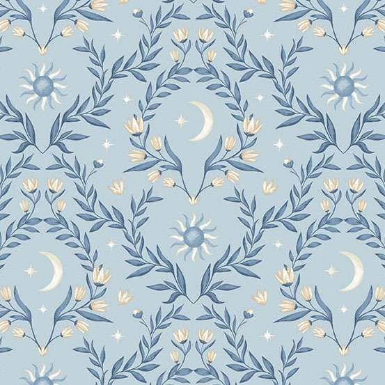 Makower Midnight Garden Flourish – Misty Blue 2/10293LB Patchwork & Quilting Fabric