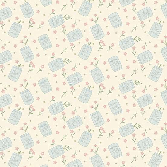 Makower Backroad Bloom Canning Day – Buttercream 2/10602L Patchwork & Quilting Fabric