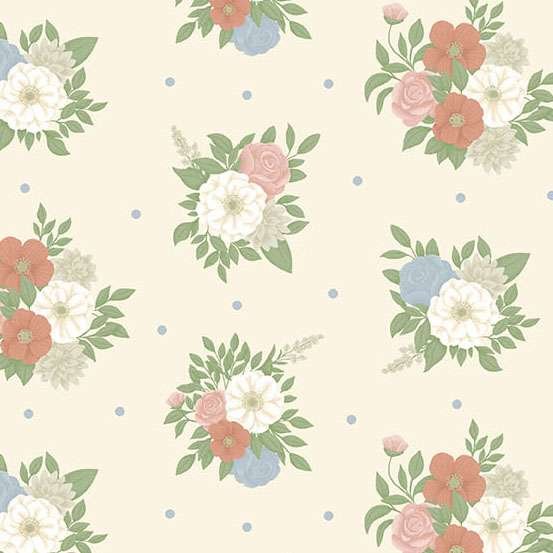 Makower Backroad Bloom Faded Corsage – Buttercream 2/10599L Patchwork & Quilting Fabric