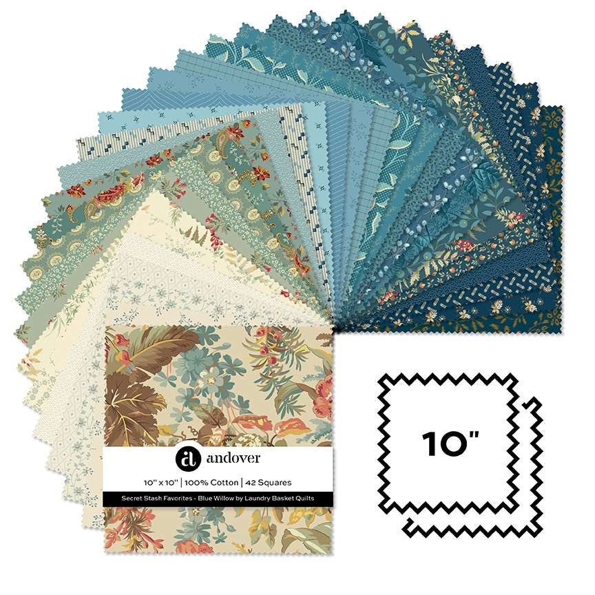 Makower Blue Willow Fat Quarter Bundle 3S/BW Patchwork & Quilting Fabric