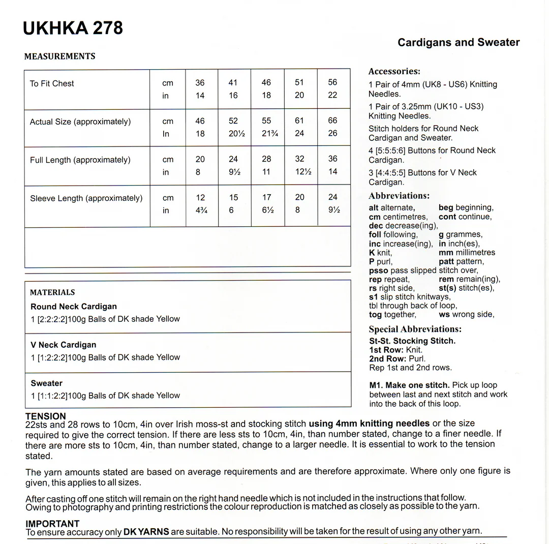 UKHKA Cardigans & Sweater Knitting Pattern Leaflet UKHKA 278 7 27802_1080x