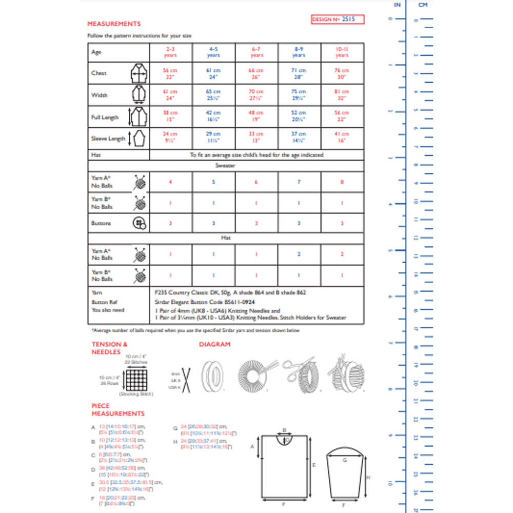Sirdar Sweater and Hat Knitting Pattern Leaflet 2515H 7 3__55386