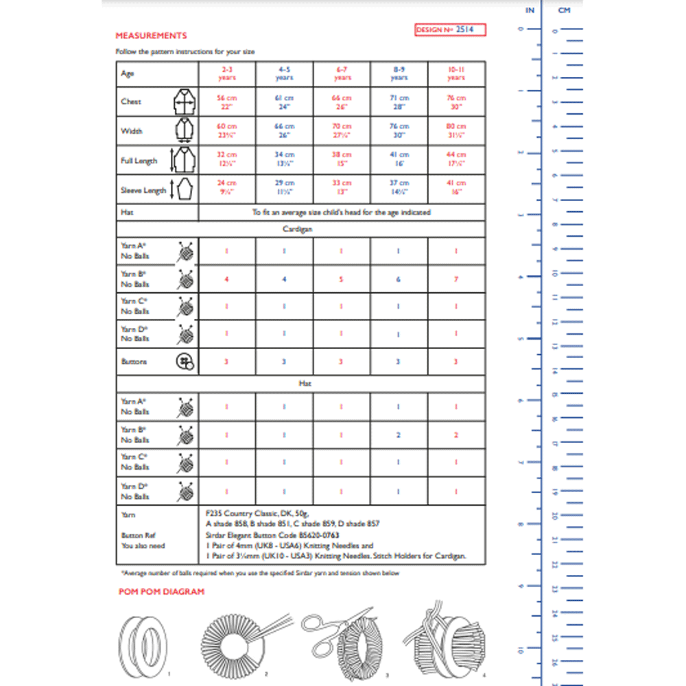 Sirdar Cardigan and Hat Knitting Pattern Leaflet 2514H 7 3__62547
