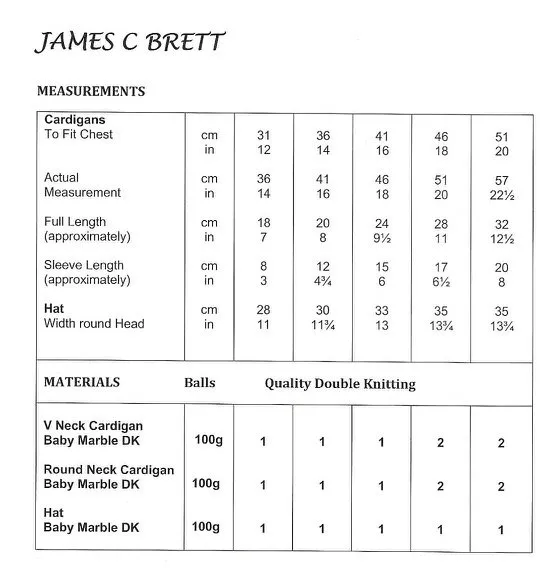James C Brett Cardigans & Hat Knitting Pattern Leaflet JB009 7 Jb009-1