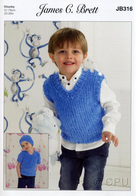 James C Brett Slipover, Sweater and Hat Knitting Pattern Leaflet JB316H 6 jb316