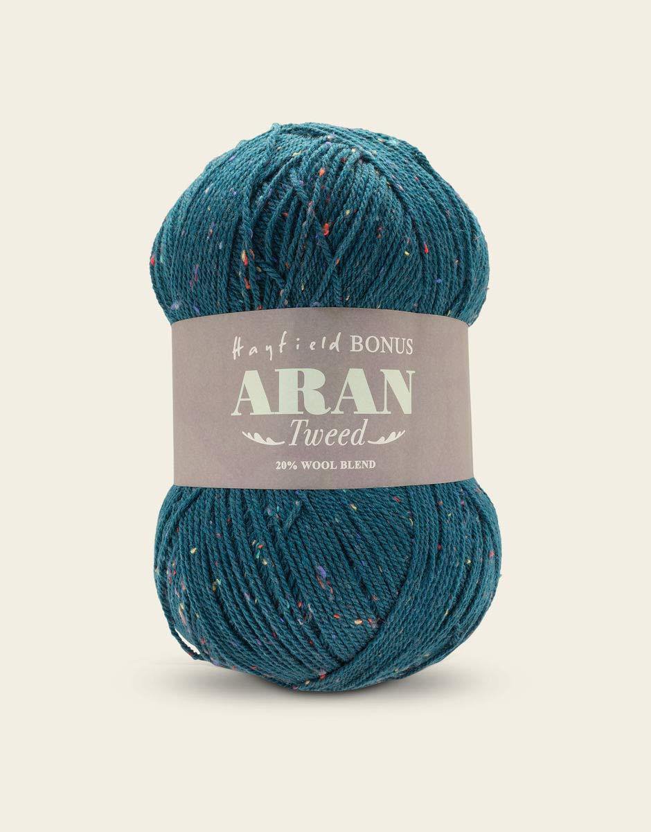 Hayfield Bonus Tweed With Wool Aran 400g – 637 – Teal Tweed