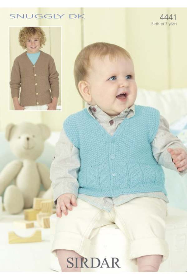 Sirdar Cardigan and Waistcoat Knitting Pattern Leaflet 4441