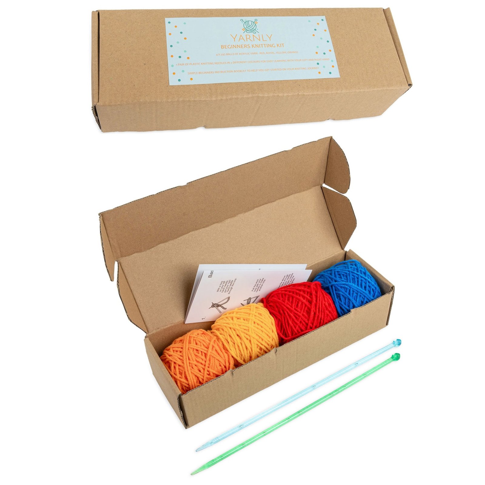 Yarnly Beginners Knitting Kit Primary Colours