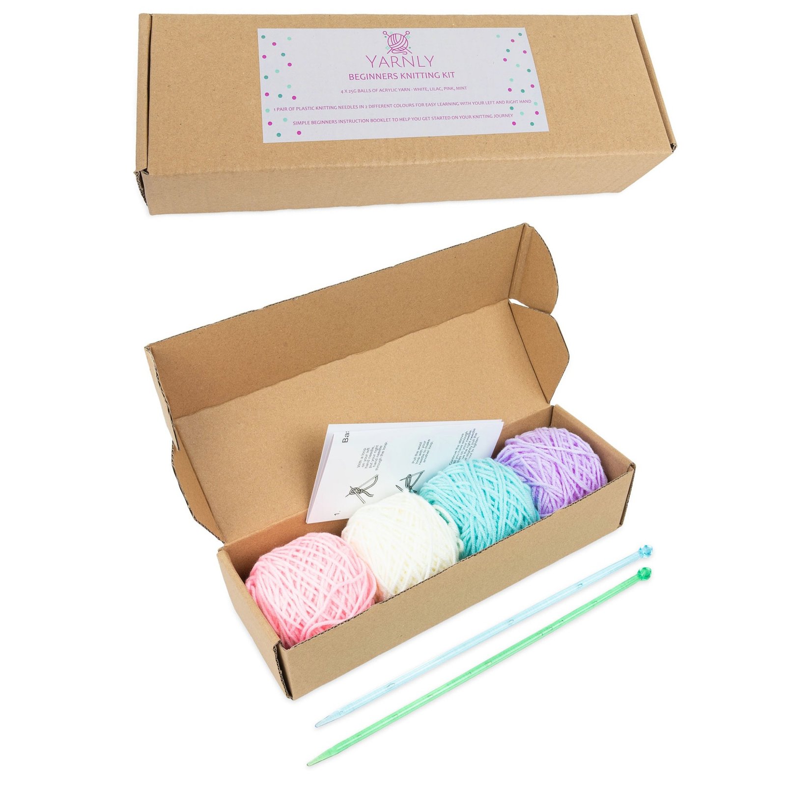 Yarnly Beginners Knitting Kit Pastel Colours