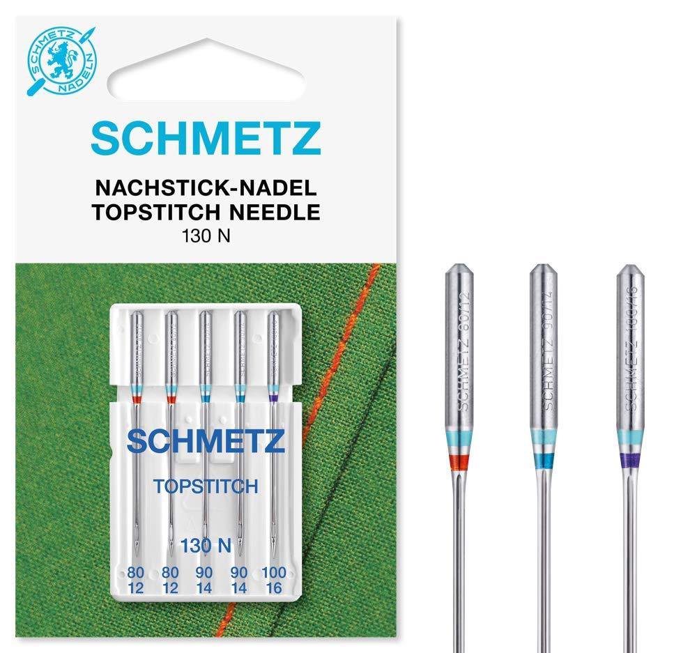 Schmetz Domestic Sewing Machine Needles | 5 Topstitch Needles | 130 N | Needle Size 2x 80/12