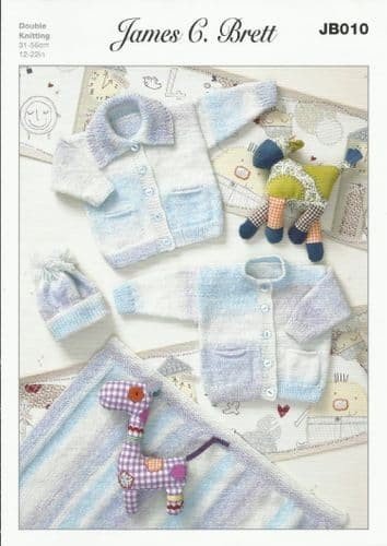 James C Brett Cardigans, Hat & Blanket Knitting Pattern Leaflet JB010