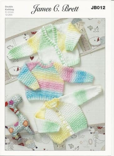 James C Brett Round & V Neck Cardigan & Sweater Knitting Pattern Leaflet JB012