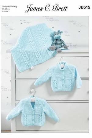 James C Brett Cardigans and Blanket Knitting Pattern Leaflet JB515