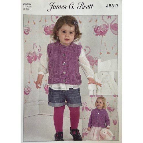 James C Brett Cardigan and Waistcoat Knitting Pattern Leaflet JB317H