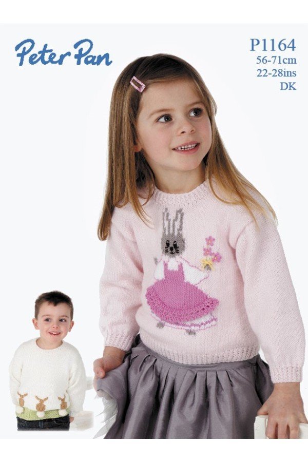 Peter Pan Rabbit Sweaters Knitting Pattern Leaflet P1164H