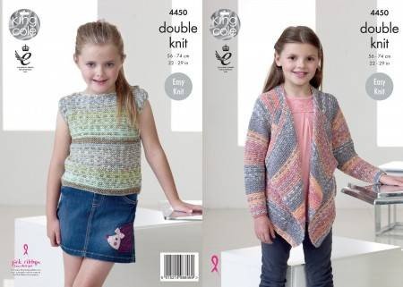 King Cole Cardigan and Top Knitting Pattern Leaflet 4450H