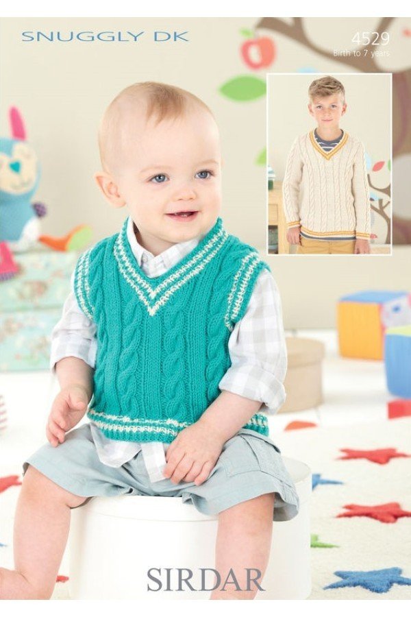Sirdar Boys Sweater & Tank Top Knitting Pattern Leaflet 4529H 6 Sirdar Boys Sweater & Tank Top Knitting Pattern Leaflet 4529H