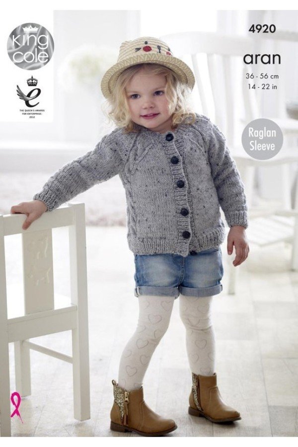 King Cole Raglan Sweater and Cardigan Knitting Pattern Leaflet 4920H