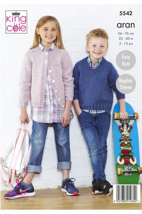 King Cole V and Round Neck Cardigans Knitting Pattern Leaflet 5542H