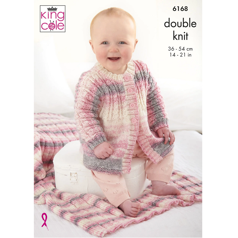 King Cole Hooded Jacket, Top, Matinee Coat & Blanket Knitting Pattern Leaflet 6168